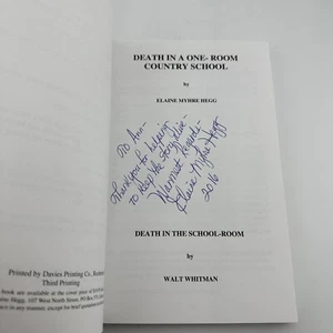 SIGNED! DEATH IN A ONE ROOM COUNTRY SCHOOL By Elaine Myhre Hegg - Bild 1 von 6