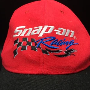 Snap On Racing Red & Black Ball Hat Strapback Checkered Flag Outdoor Cap - Imagen 1 de 11