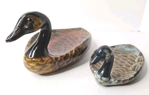 2x Nesting Loon Mallard Duck Decoy Trinket Tray Decor Dish Keys Change Holder - Picture 1 of 16