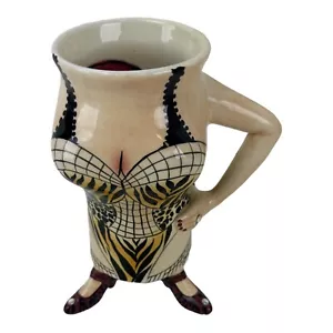 LYNDA CORNEILLE Coffee Mug 3 Leg SWAK Character Collectible Tiger Stripe Bustier - Picture 1 of 13