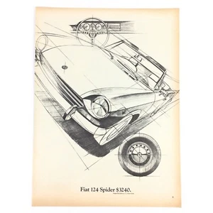 Fiat 124 Spider 1969 VINTAGE PRINT AD Diagram Drawing Illustration Design - Picture 1 of 1