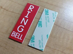 CAMPANA DE ANILLO VERTICAL 3" de alto roja grabada timbre placa placa con adhesivo - Imagen 1 de 1