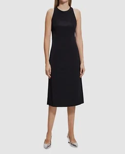 $375 Theory Women's Black Crisscross Back Sleeveless A-Line Dress Size 12 - Picture 1 of 4
