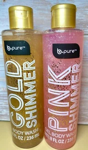B PURE Set di lavaggio corpo in gel scintillante rosa e oro, 2 - Foto 1 di 3