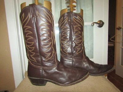 Botas vaqueras vaqueras vintage de cuero de becerro marrón Nocona para hombre talla 11,5 D Foto 1 de 4