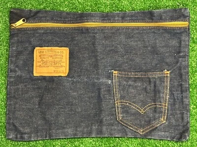 Vintage Levis Dark Wash Denim Zippered Pouch / Document Bag - Image 1 of 4