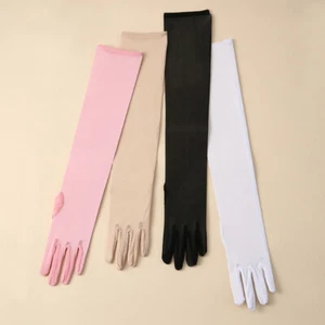 2PC Women Tulle Thin Long Gloves Stretchy Lace Mesh Opera Dinner Banquet Gloves - Picture 1 of 16