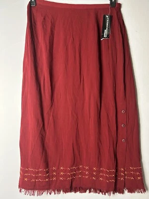 Norton McNaughton Red Maxi Skirt Embroidered Women's Size 1X - Image 1 of 4