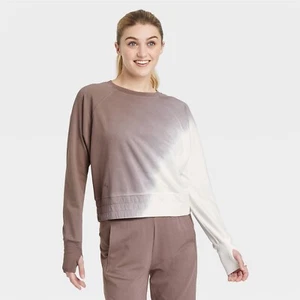 Joy Lab Sweatshirt Womens Medium French Terry Stretch Tie-Dye Pullover Cropped - Picture 1 of 6