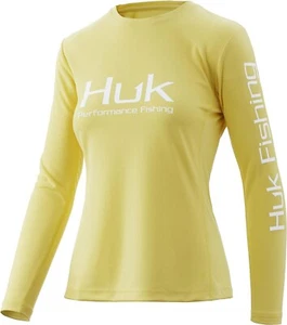 NEU Damen Huk Angeln Langarm gelb Icon X Shirt Größe Large UVP $ 45,00 - Bild 1 von 12