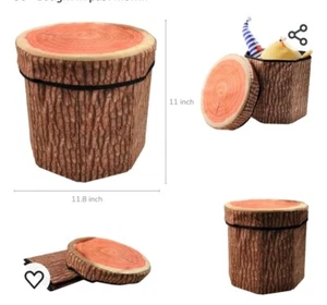 Fruit Storage Stool Ottoman,Tree Stump Stool, Cute Folding Storage Toy Box, C... - Picture 1 of 7