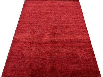 Handmade (5'6" x 8') Red Contemporary Afghan Gabbeh Wool Area Rug - Image 1 of 4