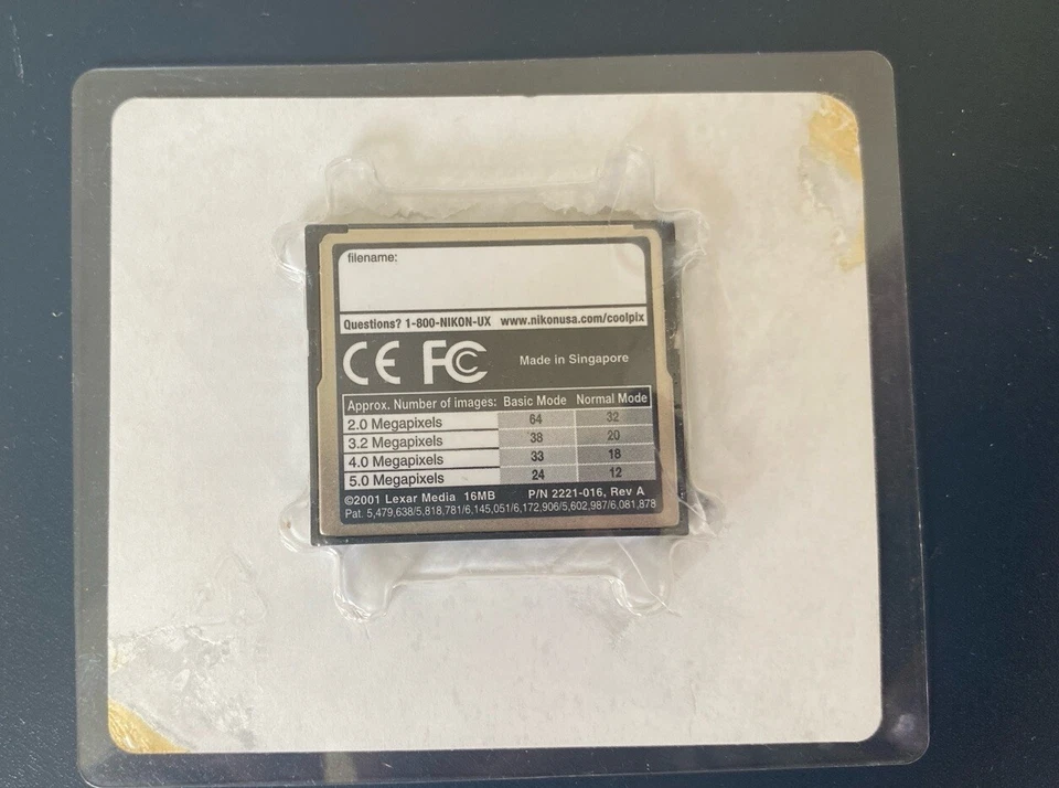 Vintage 2001 NEW Lexar Media Nikon Coolpix Starter Memory Card (16MB) - Image 1 of 3