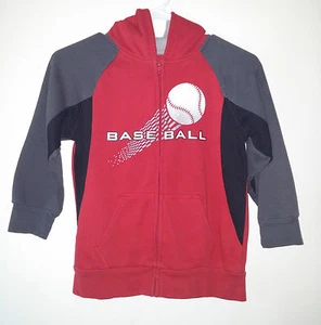 Simply Sports Boys Cardigan Hooded Sweater Baseball Size XL (7X) in EUC - Picture 1 of 4