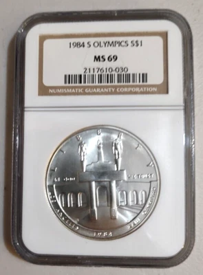 1984-S Olympics Coliseum Silver Dollar Modern Commemorative $1 MS 69 NGC - Image 1 of 2