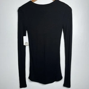 BP. Womens Ribbed Long Sleeve Crew Neck New Black T-Shirt Top Size M - Picture 1 of 8