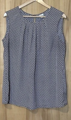 Top sin mangas Merona XXL de poliéster para mujer azul rosa estampado geométrico Foto 1 de 4