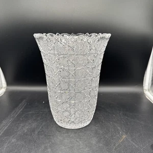 handgeschliffene böhmische Kristallvase mit Sternschliffmuster - H.17 - Bild 1 von 15