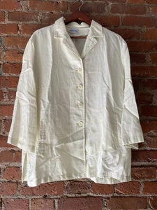 Italienisches weißes leichtes Leinen-Sakko mit 4 Knöpfen Gr. 40 US / 50 EU - Bild 1 von 12