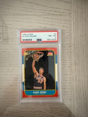 1986 FLEER #2 ALVAN ADAMS PSA NM-MT 8 - Image 1 of 2