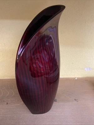 Lacquervase Vase Rot  Metallic Holz Design - 39 cm hoch - Bild 1 von 4
