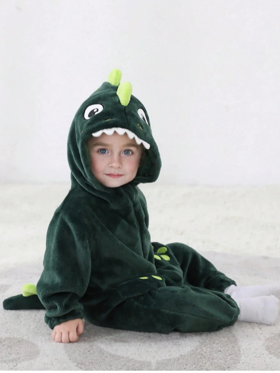 UNDERWRAPS Kids Green T-Rex Costume Jumpsuit - Hood, Mitts & Shoe Covers Included, Toddler Sizes
