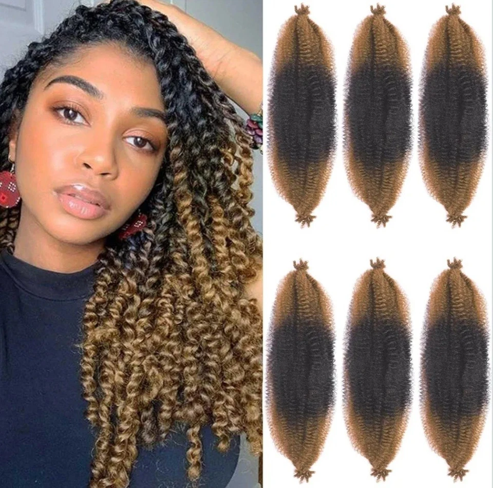 Extensiones de cabello trenzado Ombre Afro Twist marrón 3 PAQUETES Foto 1 de 2