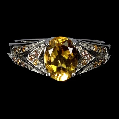 Anillo de plata de ley 925 ovalado citrino 8x6 mm zafiro piedras preciosas naturales joyería 7 Foto 1 de 4