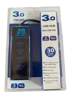 4 Port USB 3.0 Multi High Speed HUB Desktop Laptop PC Max OS w/ 4 MircoSD Reader - Image 1 of 2