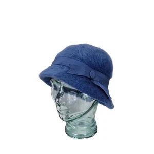 Vintage Kangol Hat Made In England Angora Fur Blue Bow Trim - Picture 1 of 10