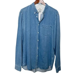 Acne Studios Isherwood Denim Button Down Hemd Herren XXL Blau Baumwolle Neu - Bild 1 von 14