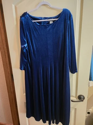 Midnight Velvet Dress, 1X Blue - Image 1 of 4