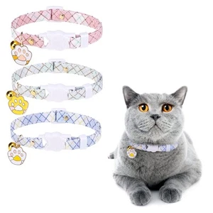 3 Pack Breakaway Cat Collars with Bell - Cute Cat Paw Pendant Cat Collar for ... - Picture 1 of 7