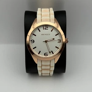 Henley Ladies Quartz Watch White Dial Rose Gold Tone Case Japan Working 40mm - Picture 1 of 18