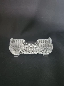 Vintage Cut Glass Rectangle Toothpick Holder Salt Cellar Knife Chopsticks Rest - Picture 1 of 7
