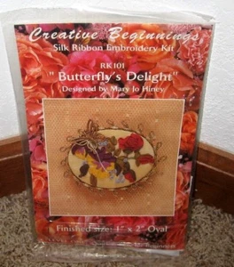 CREATIVE BEGINNINGS~SILK RIBBON EMBROIDERY"BUTTERFLY'S DELIGHT" KIT #RK101~NOS - Picture 1 of 2