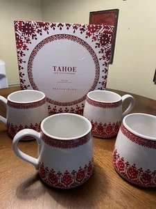 Pottery Barn Tahoe Fair Isle (4) large stoneware mugs NIB - Picture 1 of 15