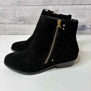 White Mountain Black Suede Ankle Boots Bootie Quilting 2 Side Zippers Sz 9W - Bild 1 von 7