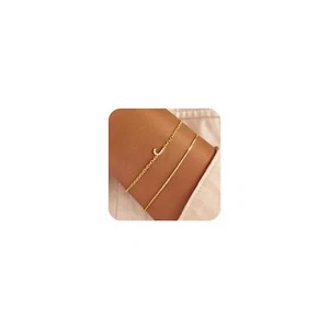 Gold Initial Bracelets for Women, Dainty 14K Gold Plated Letter Initial Brace... - Picture 1 of 6