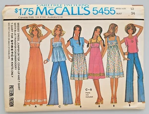 VTG 70s McCalls Sew Pattern 5455 Empire-Waist Dress Jumper Top T-Shirt Sz 12 UC - Picture 1 of 3