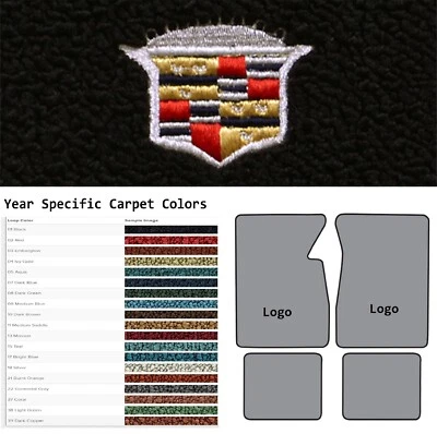 ACC 1957-1976 Cadillac DeVille Crest Logo 4pc Loop Floor Mats - Image 1 of 4