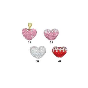 Pink Red White rhinestone Heart Charm Pendant,Sku#LD744 - Picture 1 of 6