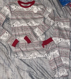 Burts Bees Kids Organic Cotton Snug Fit Polar Bear Fair Isle 2 Pc Pajama 12yNEW - Picture 1 of 6