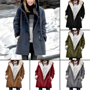 S-5XL Oversize Women Winter Warm Long Hooded Jacket Thicken Fleece Coat Overcoat - Picture 1 of 19