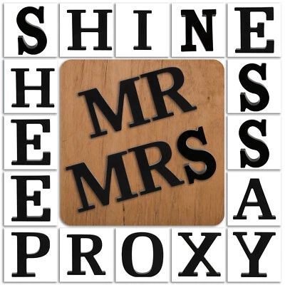 Nero Grande Lettere di Legno Segni Ampersands Grande Nero Lettere Iniziali 8cm - Immagine 1 di 4