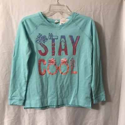 Gymboree Stay Cool Blue LS Top Girls 10-12 L Light Weight Sweatshirt $35 NWT - Image 1 of 4