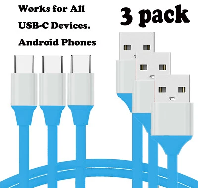3Pcs USB Type-C Fast Charging Data Sync Charger Cable Cord S22 21 20 10 Note 9 8 - Image 1 of 4