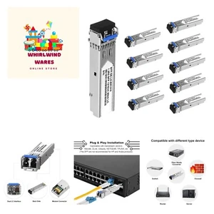 10Pcs SFP Network Transceiver Module, 1.25 Gigabit Single Mode LC Duplex 1000... - Afbeelding 1 van 8