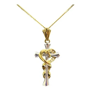 9ct 9k Two Tone Gold Serpent Ankh Crucifix Cross Pendant 3.1 Grams. Brand New - Picture 1 of 8