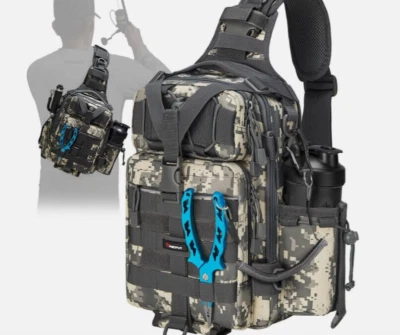 Bolsa de Aparejos de Pesca Piscifun con Soporte de Caña Ligera Eslinga Camuflada Hombro ¡Nueva! Foto 1 de 4